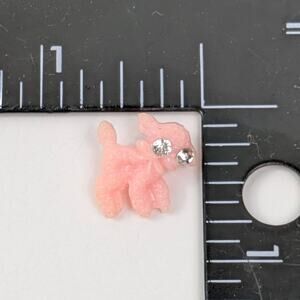 Vintage Pink Lucite Poodle Pendant Charm with Rhinestone Eyes 1950s Miniature